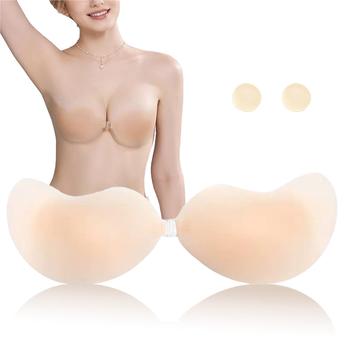 Low-profile sticky bra presented as a strapless wardrobe solution